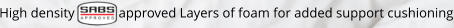 High density             approved Layers of foam for added support cushioning